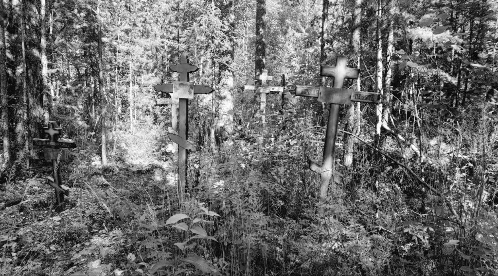 На участках, где похоронены так называемые «безродные» – даже в солнечный день мрачно и страшно. Лес, буреломы, провалившиеся могилы и кресты с навеки стертыми табличками... Так и кажется, что везде могут притаиться медведи. Фото: Андрей Гребенкин, «Глобус»