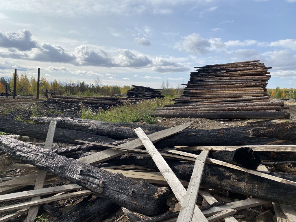 Все, что осталось на лесопилке Мамедовых после пожара. Фото: Анна Куприянова, "Глобус"