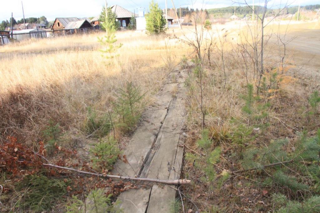 Вдоль дороги местами сохранились фрагменты деревянного тротуара. Говорят, раньше тротуар был проложен до самого Лангура. Фото: Константин Бобылев, "Глобус"